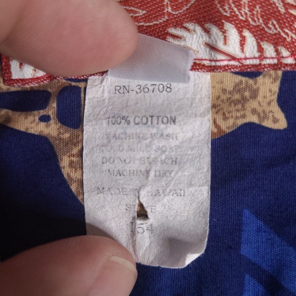 Vintage RJC Hawaiian Shirt Mens Large Blue‎ Tribal Turtle Button Down USA Made - Picture 6 of 15